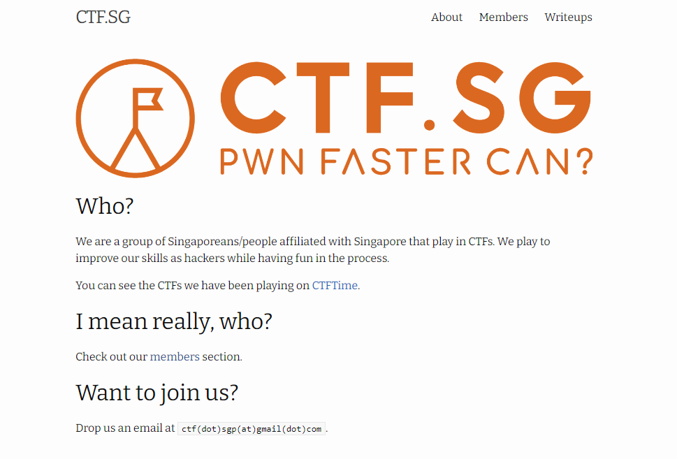 CTF.SG Landing Page